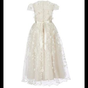 Chantilly Place, Cap Sleeve Pearl Embellished Waist Floral Embroidered Dress
